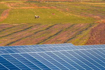 Solar panels in a mountain slope in Armenia