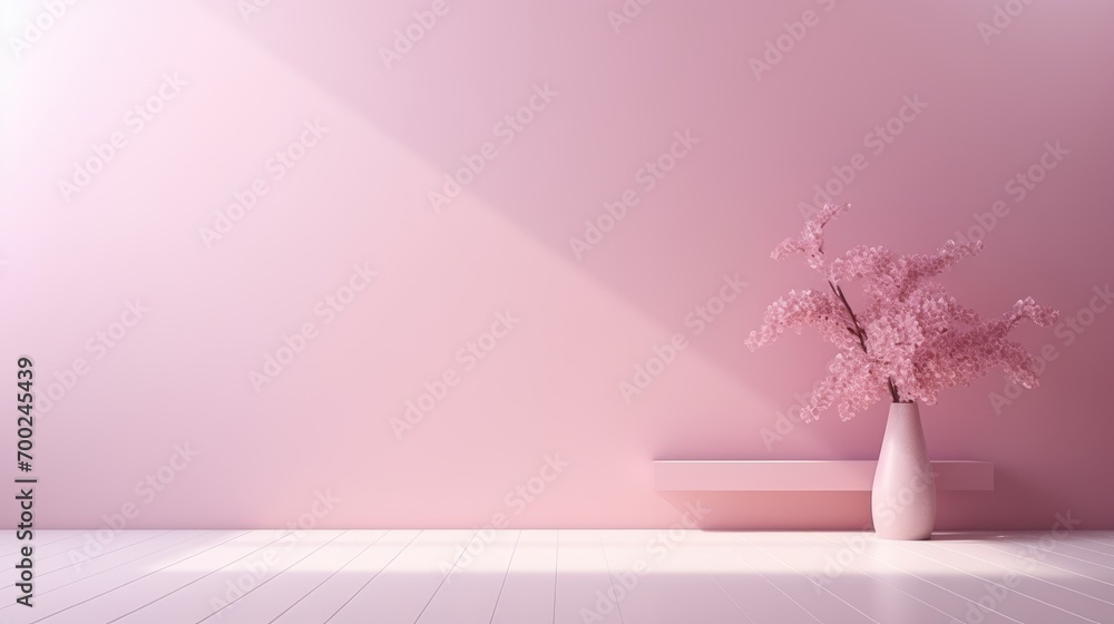 Aufkleber minimal abstract light pink background for product presentation. tree shadow and light from windows 