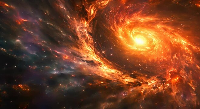Fiery vortex in outer space. The concept of a cosmic cataclysm.