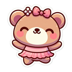 Fototapeta premium Generative AI Cute Little Bear Sticker, cute little baby bear sticker, cool little bear stickers, Little baby brown bear Sticker, adorable little bear stickers, adorable baby brown bear stickers