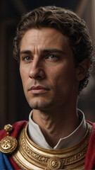 Realistic Portrait of Ancient Roman Emperor Julius Caesar - obrazy, fototapety, plakaty