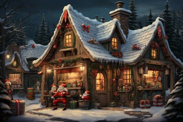 Fototapeta premium Santa's Workshop (DIY) - Generative AI
