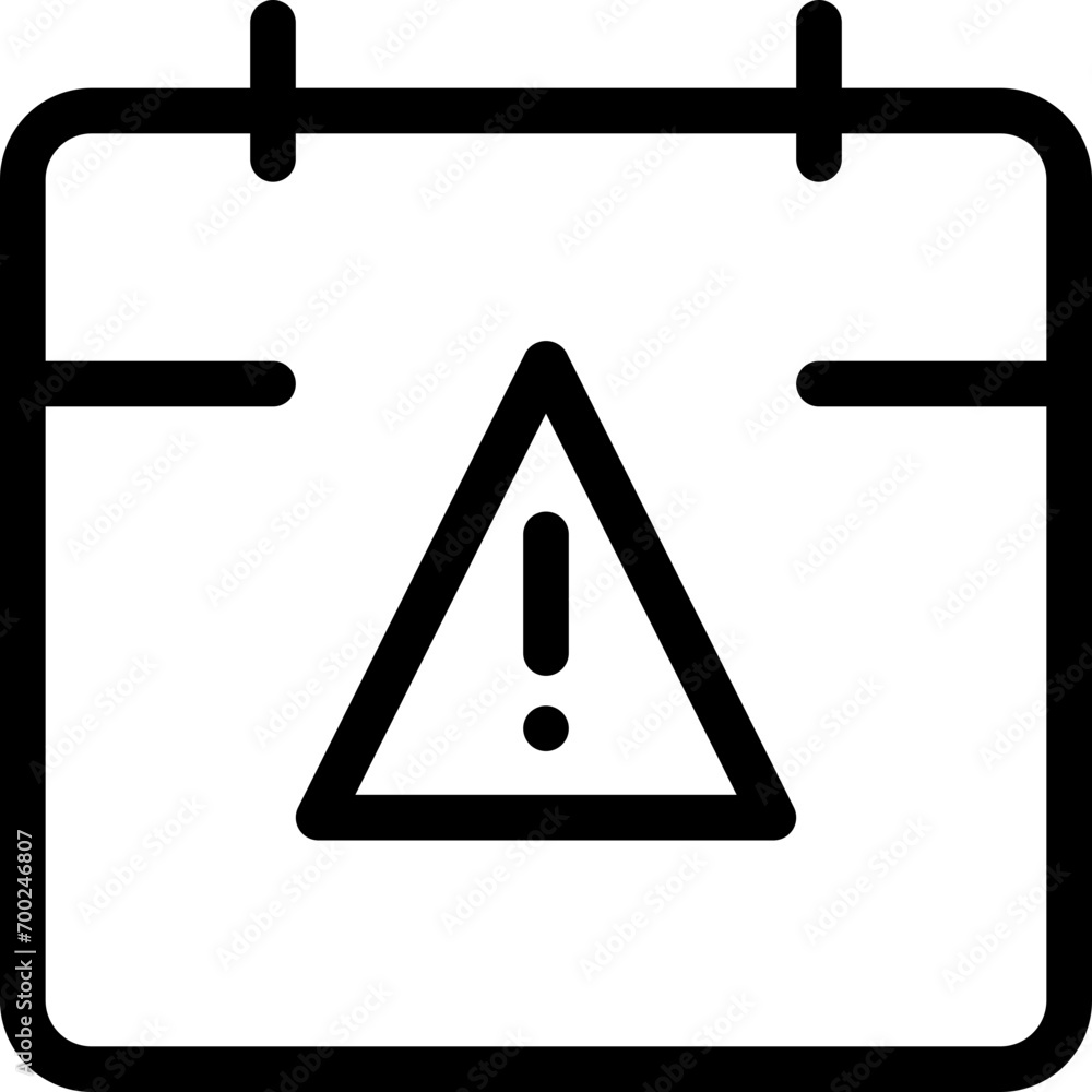 Poster calendar alert icon in outline style. simple exclamation point date vector illustration — pixel-perf