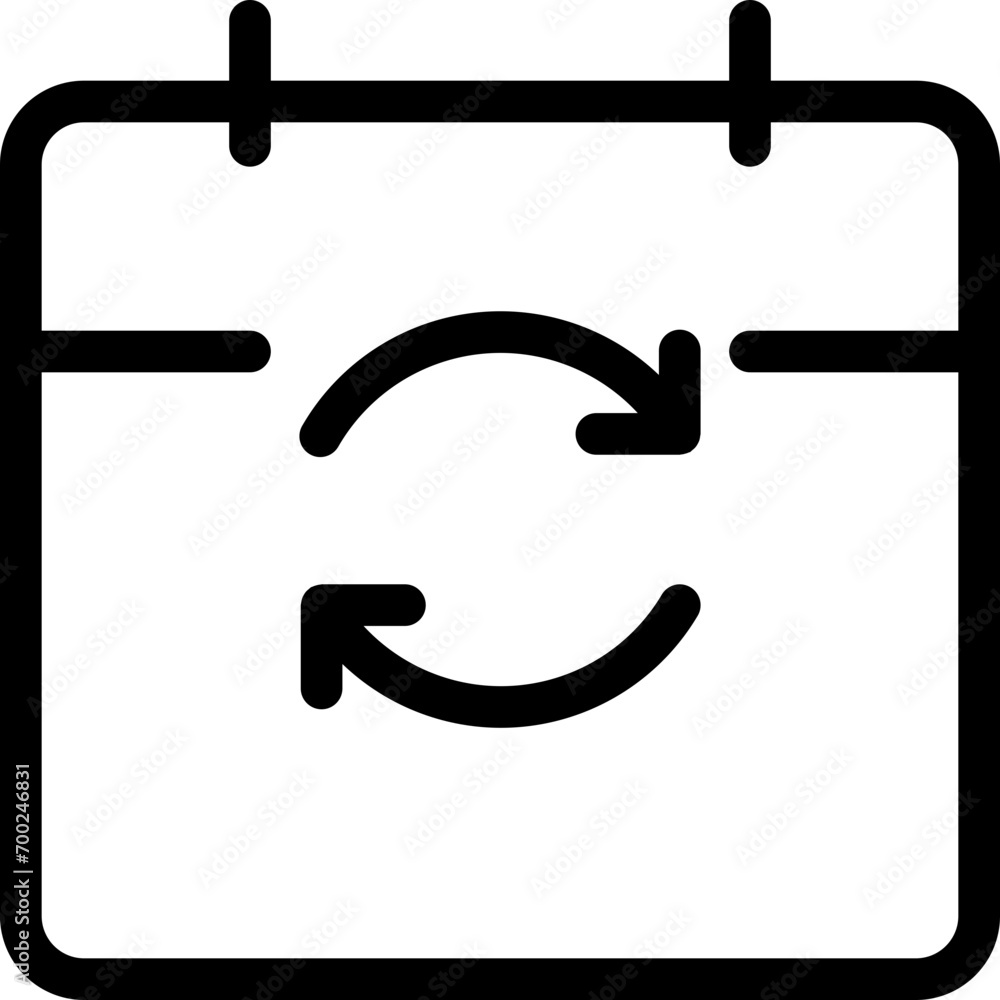 Aufkleber calendar refresh icon in outline style. simple date sync vector illustration — pixel-perfect icon.