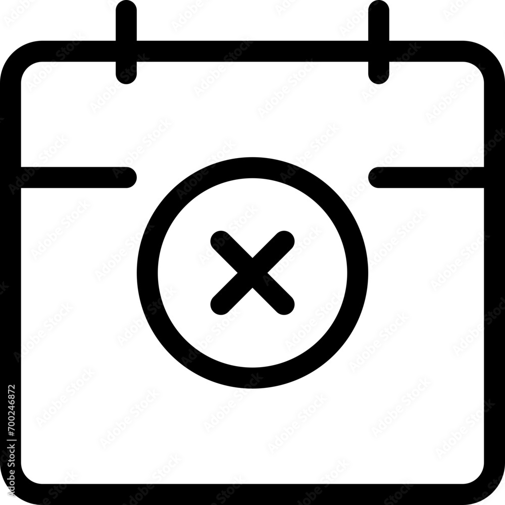 Poster delete calendar icon in outline style. simple date vector illustration — pixel-perfect icon.