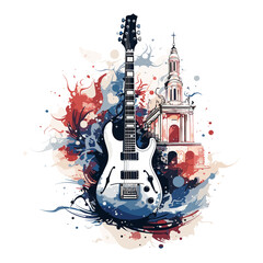 An illustration a patriotic Portugal guitar, Isolated On Transparent, PNG, HD