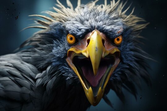 An enraged bird with a fierce expression. Generative AI