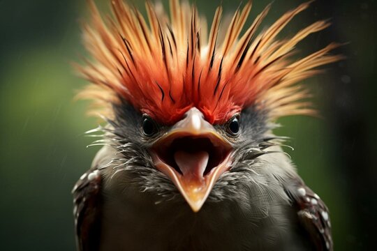 An enraged bird with a fierce expression. Generative AI