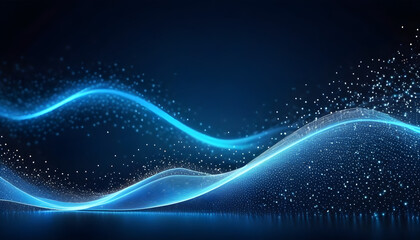 Digital light blue particles wave and light abstract background with shining dots stars. Ai