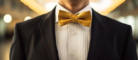 portrait of a man in a suit and bow tie - obrazy, fototapety, plakaty