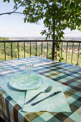 Typical Lombard trattoria with panoramic views of the hills of upper Brianza - Lombardy (Italy) - 700250879