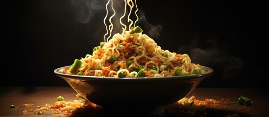 Quick and instant vegetable noodles called Maggi. - obrazy, fototapety, plakaty