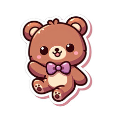 Obraz premium Generative AI Cute Little Bear Sticker, cute little baby bear sticker, cool little bear stickers, Little baby brown bear Sticker, adorable little bear stickers, adorable baby brown bear stickers
