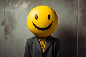 a person with a smiley face - obrazy, fototapety, plakaty