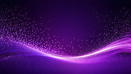 Fototapeta na wymiar Digital purple particles wave and light abstract background with shining dots stars. Ai
