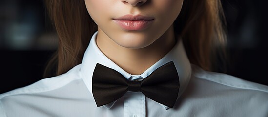 portrait of a woman in a suit and bow tie - obrazy, fototapety, plakaty