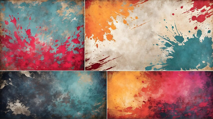 collection of multicolored grunge abstract textures