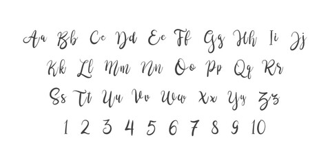 alphabet letters font set. typography font with trendy letters thin, bold, uppercase, lowercase and numbers. vector illustration.