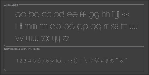 alphabet letters font set. typography font with trendy letters thin, bold, uppercase, lowercase and numbers. vector illustration.