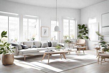 Naklejka na ściany i meble serene bright living space where simplicity and functionality converge in perfect harmony.