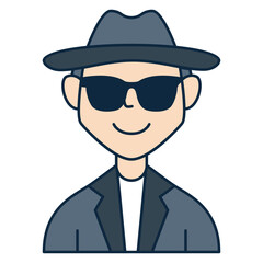 Detective man people avatar icon. Suitable for member profile pictures, team custom avatars, and more.