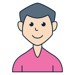 Gay man wearing pink shirt people avatar icon. Suitable for member profile pictures, team custom avatars, and more.