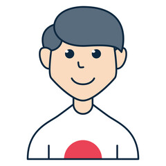 Handsome Japanese man people avatar icon. Suitable for member profile pictures, team custom avatars, and more.