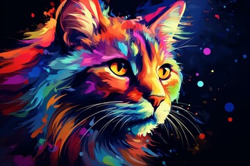 Abstract clip art depicting a feline in exceptionally high 8K resolution. Generative AI