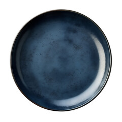 Dark blue shallow dish isolated object for design