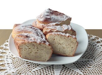 tasty home made almonds cake close up