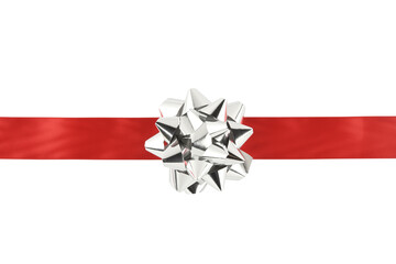 Lazo gris y cinta roja para envoltorios de regalos
