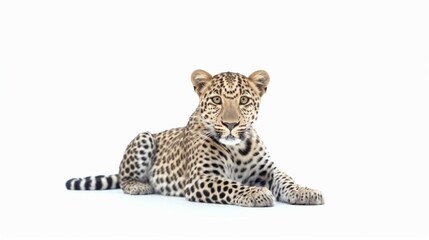 Obraz premium A leopard isolated on white background in studio (1)Ai Generative