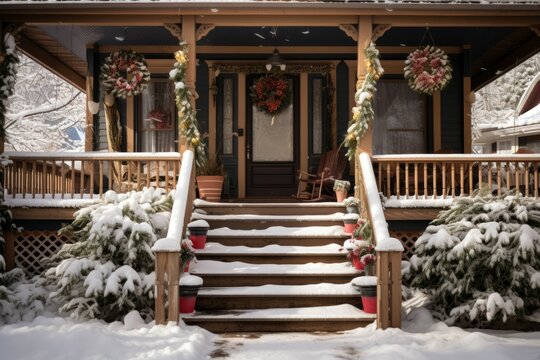 Snowy Porch Scenes - Generative AI