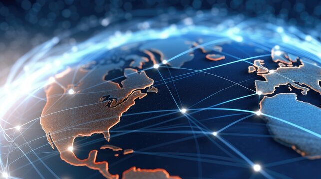 Global network connection Internet, social media, travel, global networking pattern for communication or logistical concepts..