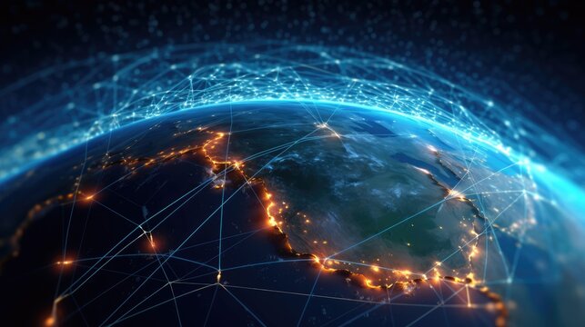 Global network connection Internet, social media, travel, global networking pattern for communication or logistical concepts..