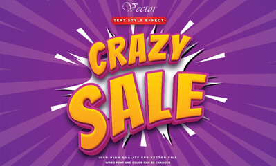 cartoon crazy sale 3d text effect template