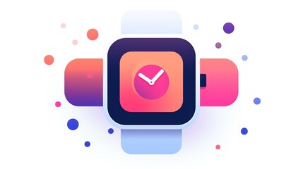 a colorful square watch with white hands - obrazy, fototapety, plakaty