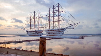 Replica of the ship that worked in the sea salt industry in Torrevieja, Spain