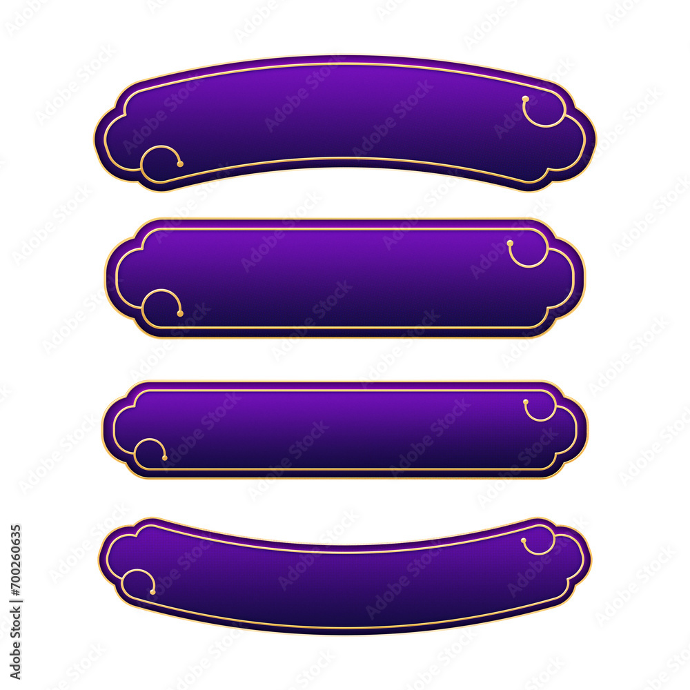 Wall mural elegant simple oriental asia cloud pattern purple violet round corner rectangle frame banner button 