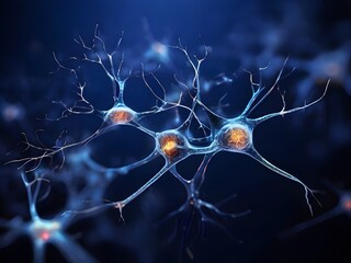 Neurons, human nervous system on dark background