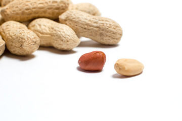 Peanuts in shell on white background