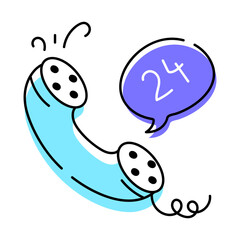 Grab this doodle icon of call support 
