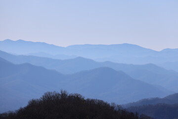 Blue Ridge mountains in the fog