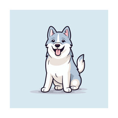 Cute siberian husky dog smiling. Vector illustration