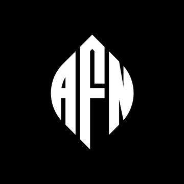 AFN circle letter logo design with circle and ellipse shape. AFN ellipse letters with typographic style. The three initials form a circle logo. AFN Circle Emblem Abstract Monogram Letter Mark Vector.