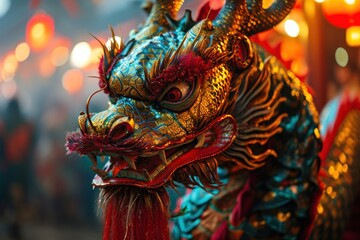 Fototapeta premium The Chinese dragon, a key performer in New Year festivities.