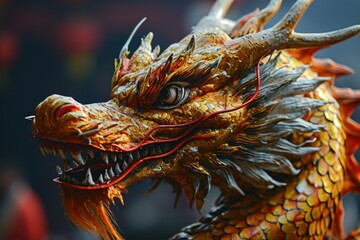 Fototapeta premium The Chinese dragon, a key performer in New Year festivities.