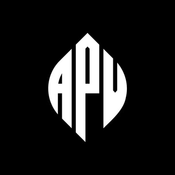 APV circle letter logo design with circle and ellipse shape. APV ellipse letters with typographic style. The three initials form a circle logo. APV Circle Emblem Abstract Monogram Letter Mark Vector.