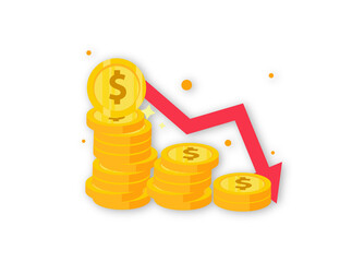 currency exchange rates, gold coins with arrows and transparent background