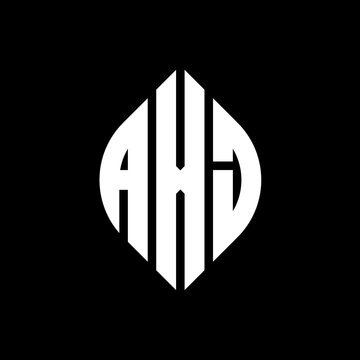 AXJ circle letter logo design with circle and ellipse shape. AXJ ellipse letters with typographic style. The three initials form a circle logo. AXJ Circle Emblem Abstract Monogram Letter Mark Vector.